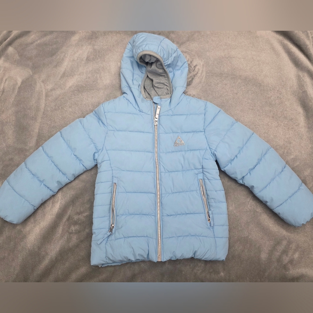 Light Blue Puffer Hooded Jacket for Kids Gerry